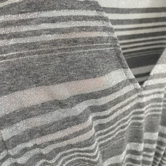 Sparkly Striped Swim Cover Up Dress S Semi Sheer Gray Sleeveless Beach Resort - Picture 4 of 10